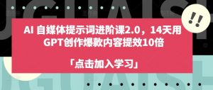 AI自媒体提示词进阶课2.0，14天用 GPT创作爆款内容提效10倍-大齐资源站