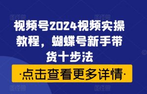 视频号2024视频实操教程，蝴蝶号新手带货十步法-大齐资源站