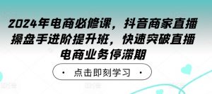 2024年电商必修课，抖音商家直播操盘手进阶提升班，快速突破直播电商业务停滞期-大齐资源站