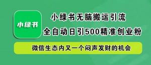 小绿书无脑搬运引流，全自动日引500精准创业粉，微信生态内又一个闷声发财的机会【揭秘】-大齐资源站