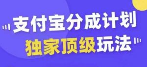 支付宝分成计划独家顶级玩法，从起号到变现，无需剪辑基础，条条爆款，天天上热门-大齐资源站