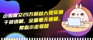 小说推文25万粉丝大佬实操干货讲解,全面毫无保留,帮你少走弯路-大齐资源站