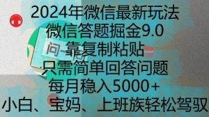 2024年微信最新玩法,微信答题掘金9.0玩法出炉,靠复制粘贴,只需简单回答问题,每月稳入5k【揭秘】-大齐资源站