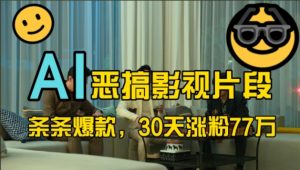 蓝海赛道，AI恶搞影视片段，条条爆款，30天涨粉77万，全流程拆解【揭秘】-大齐资源站