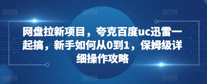 网盘拉新项目，夸克百度uc迅雷一起搞，新手如何从0到1，保姆级详细操作攻略-大齐资源站