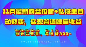 11月最新网盘拉新+私域全自动裂变,实现管道睡后收益,当天见效果,单日破900+-大齐资源站