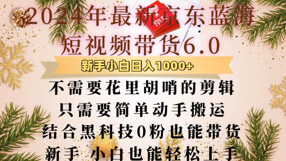 最新京东蓝海短视频带货6.0.不需要花里胡哨的剪辑只需要简单动手搬运结合黑科技0粉也能带货【揭秘】-大齐资源站