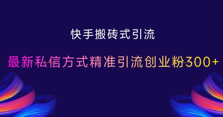 快手搬砖式引流，最新私信方式精准引流创业粉300+-大齐资源站