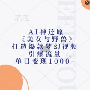 AI神还原《美女与野兽》，打造爆款梦幻视频，引爆流量，单日变现1k-大齐资源站
