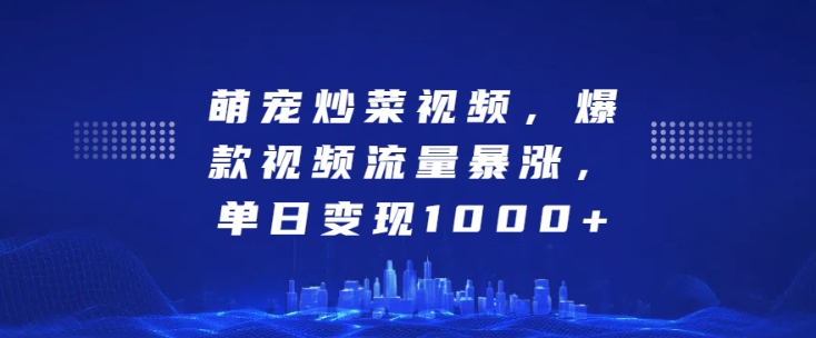 萌宠炒菜视频，爆款视频流量暴涨，单日变现1k-大齐资源站