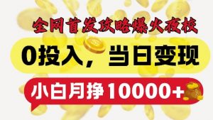 全网首发爆火夜校，0投入，当日变现，小白轻松月入1w+【揭秘】-大齐资源站