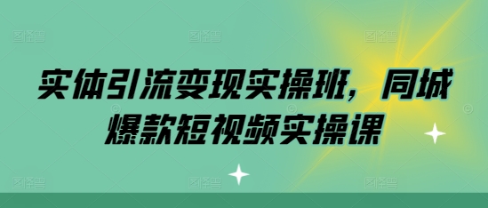 实体引流变现实操班，同城爆款短视频实操课-大齐资源站