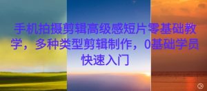 手机拍摄剪辑高级感短片零基础教学,多种类型剪辑制作,0基础学员快速入门-大齐资源站