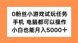 0粉丝小游戏试玩任务，手机电脑都可以操作，小白也能月入5000+【揭秘】-大齐资源站