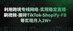 利用跨境专线网络-实现稳定直播-刷视频-搬砖TikTok-Shopify-FB等实现月入2W+【揭秘】-大齐资源站