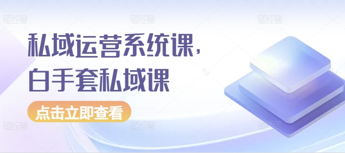 私域运营系统课，白手套私域课-大齐资源站