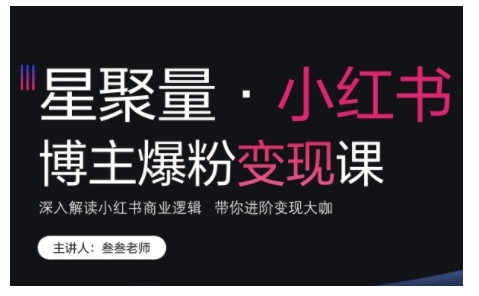 小红书博主爆粉变现课，深入解读小红书商业逻辑，带你进阶变现大咖-大齐资源站