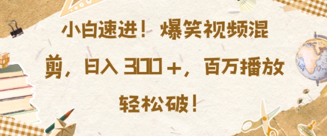 小白速进，爆笑视频混剪，日入3张，百万播放轻松破【揭秘】-大齐资源站
