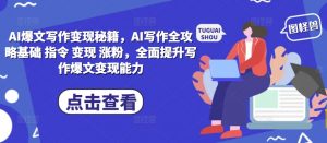 AI爆文写作变现秘籍,AI写作全攻略基础 指令 变现 涨粉,全面提升写作爆文变现能力-大齐资源站