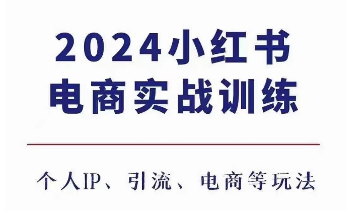2024小红书电商3.0实战训练，包含个人IP、引流、电商等玩法-大齐资源站