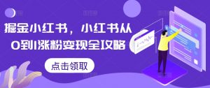 掘金小红书，小红书从0到1涨粉变现全攻略-大齐资源站