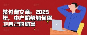 某付费文章：2025年，中产阶级如何保卫自己的财富-大齐资源站
