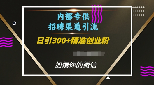 内部招聘渠道日引流300+创业粉，加爆你的微信【揭秘】-大齐资源站