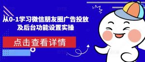 从0-1学习微信朋友圈广告投放及后台功能设置实操-大齐资源站