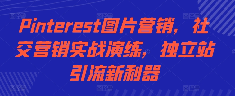 Pinterest图片营销，社交营销实战演练，独立站引流新利器-大齐资源站