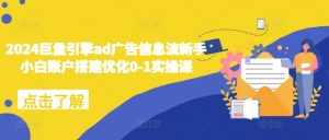 2024巨量引擎ad广告信息流新手小白账户搭建优化0-1实操课-大齐资源站