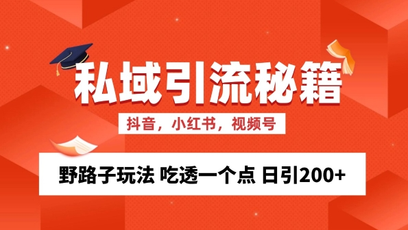 私域流量的精准化获客方法 野路子玩法 吃透一个点 日引200+ 【揭秘】-大齐资源站
