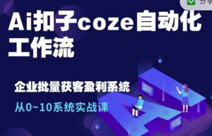Ai扣子coze自动化工作流，从0~10系统实战课，10个人的工作量1个人完成-大齐资源站