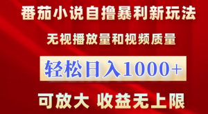 番茄小说自撸暴利新玩法，无视播放量，轻松日入1k，可放大，收益无上限【揭秘】-大齐资源站