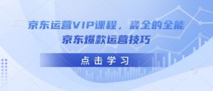 京东运营VIP课程，最全的全能京东爆款运营技巧-大齐资源站