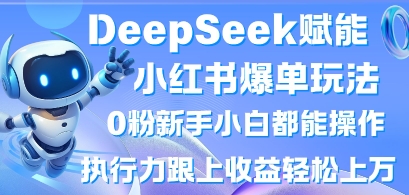 DeepSeek赋能小红书爆单玩法0粉新手小白都能操作，执行力跟上收益轻松上W，懒人勿做-大齐资源站