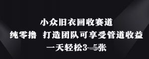 小众旧衣回收赛道，纯零撸 打造团队可享受管道收益，一天轻松3张-大齐资源站