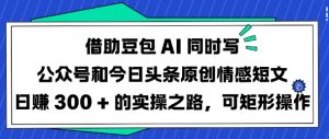 借助豆包AI同时写公众号和今日头条原创情感短文日入3张的实操之路，可矩形操作-大齐资源站