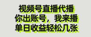 视频号直播代播，你出账号我来播，单日收益轻松几张【揭秘】-大齐资源站