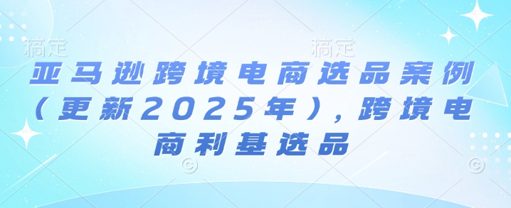 亚马逊跨境电商选品案例(更新2025年2月)，跨境电商利基选品-大齐资源站