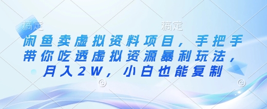 闲鱼卖虚拟资料项目，手把手带你吃透虚拟资源暴利玩法，月入2W，小白也能复制-大齐资源站