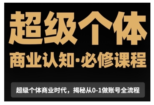 超级个体商业认知觉醒视频课，商业认知·必修课程揭秘从0-1账号全流程-大齐资源站