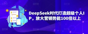 DeepSeek时代打造超级个人IP，放大营销势能100倍以上-大齐资源站