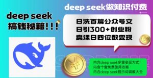 Deepseek做知识付费日洗百篇公众号文日引300+创业粉，卖课日四位数变现保姆级教程!-大齐资源站