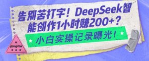 告别苦打字!DeepSeek智能创作1小时入2张?小白实操记录曝光-大齐资源站