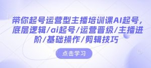 带你起号运营型主播培训课AI起号，底层逻辑/ai起号/运营晋级/主播进阶/基础操作/剪辑技巧-大齐资源站