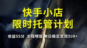 快手小店限时托管计划,收益55分,全程喂饭,单日稳定变现5张【揭秘】-大齐资源站