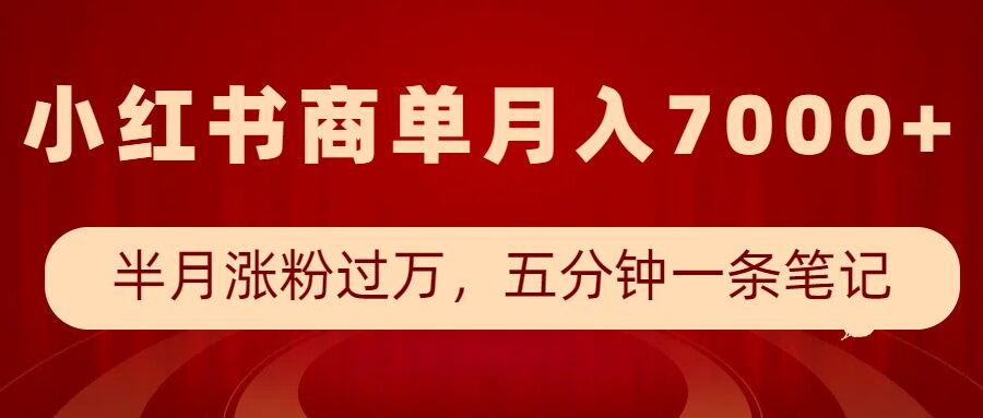 小红书商单最新玩法，半个月涨粉过万，五分钟一条笔记，月入7000+-大齐资源站