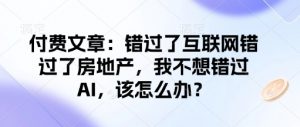 付费文章：错过了互联网错过了房地产，我不想错过AI，该怎么办？-大齐资源站