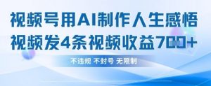 用AI做人生感悟视频，4条视频当天收益782-大齐资源站