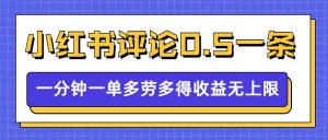 小红书留言评论，0.5元1条，一分钟一单，多劳多得，收益无上限-大齐资源站